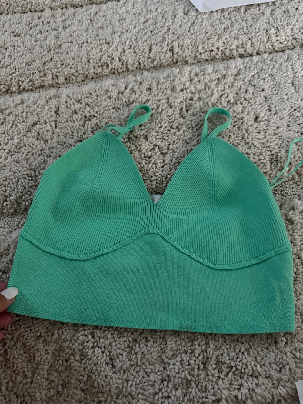 Zara Mint Green Ribbed Bandeau Bralette